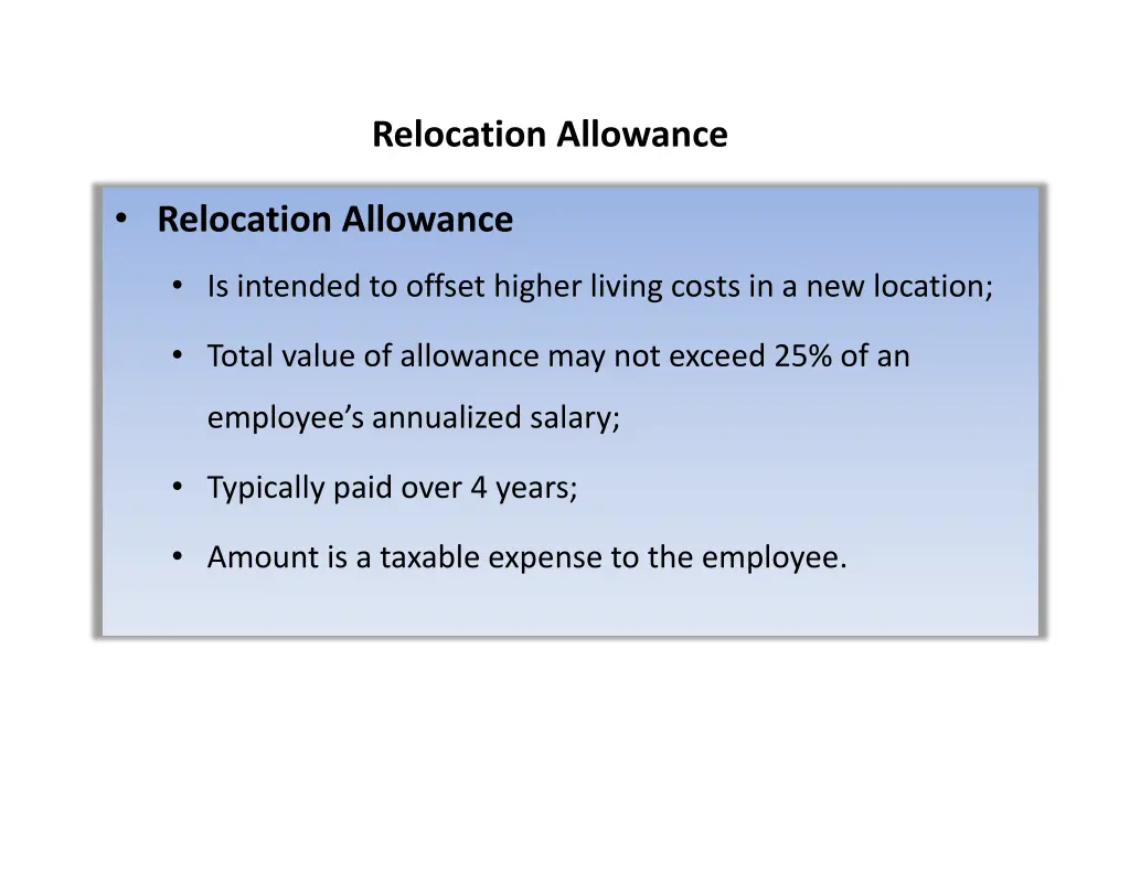 relocation allowance