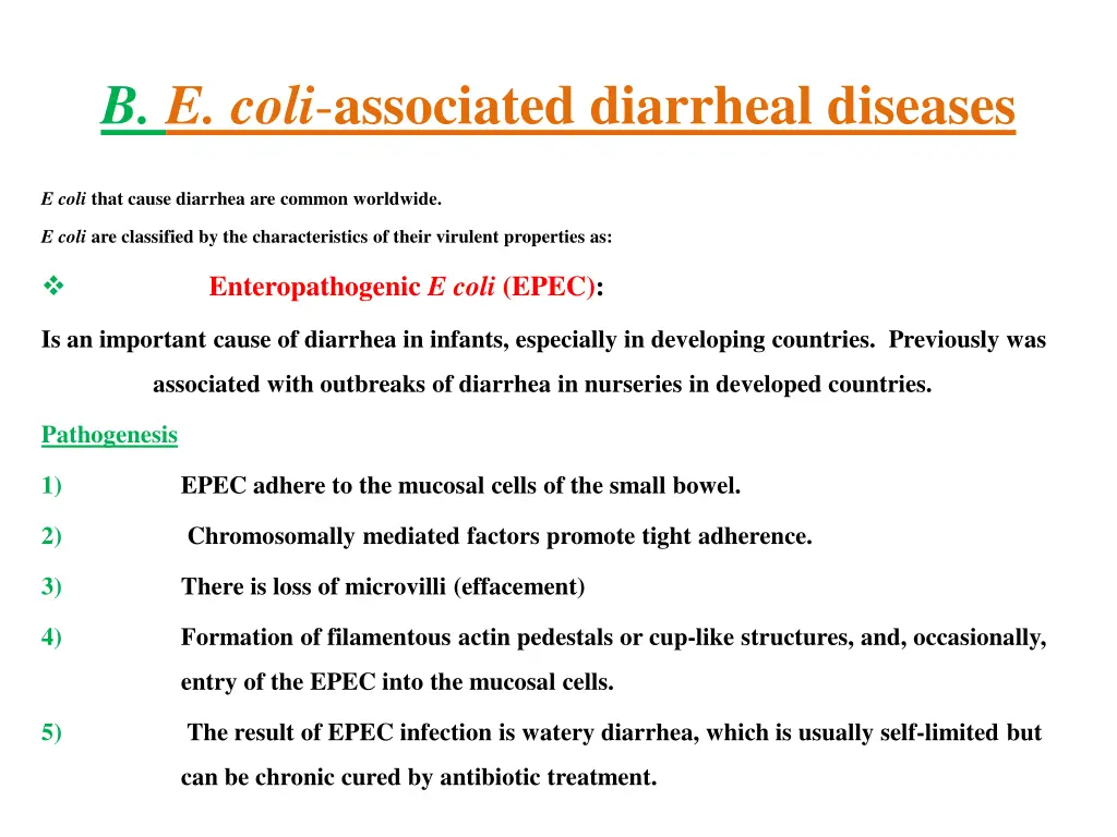 b e coli associated diarrheal diseases