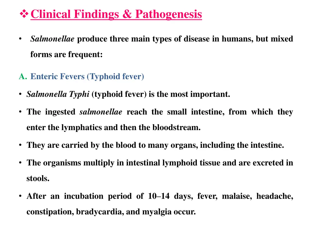 clinical findings pathogenesis