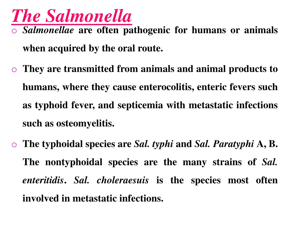 the salmonella o salmonellae are often pathogenic