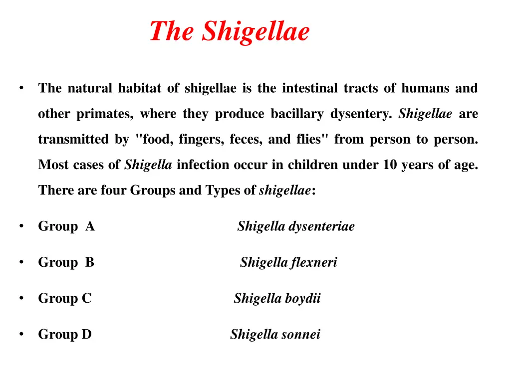 the shigellae