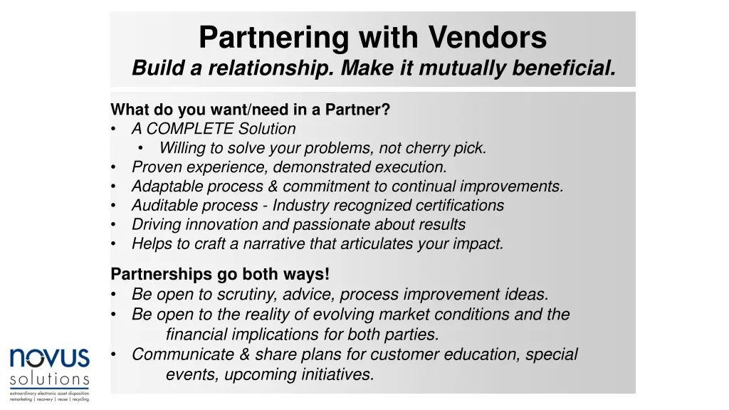 partnering with vendors build a relationship make