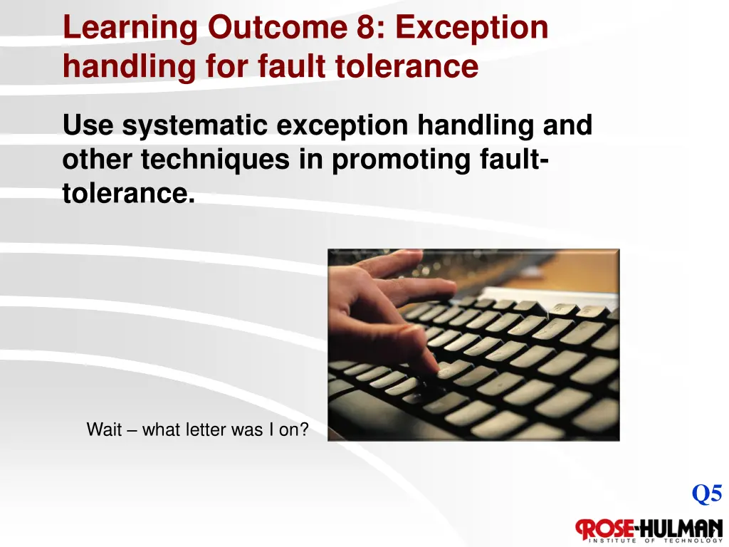 learning outcome 8 exception handling for fault