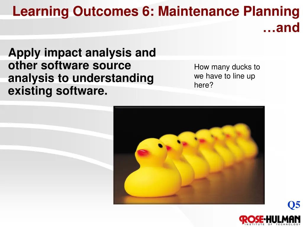 learning outcomes 6 maintenance planning