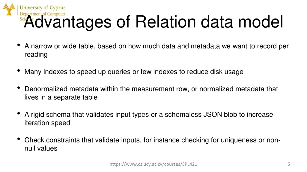 advantages of relation data model