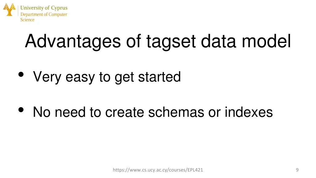 advantages of tagset data model