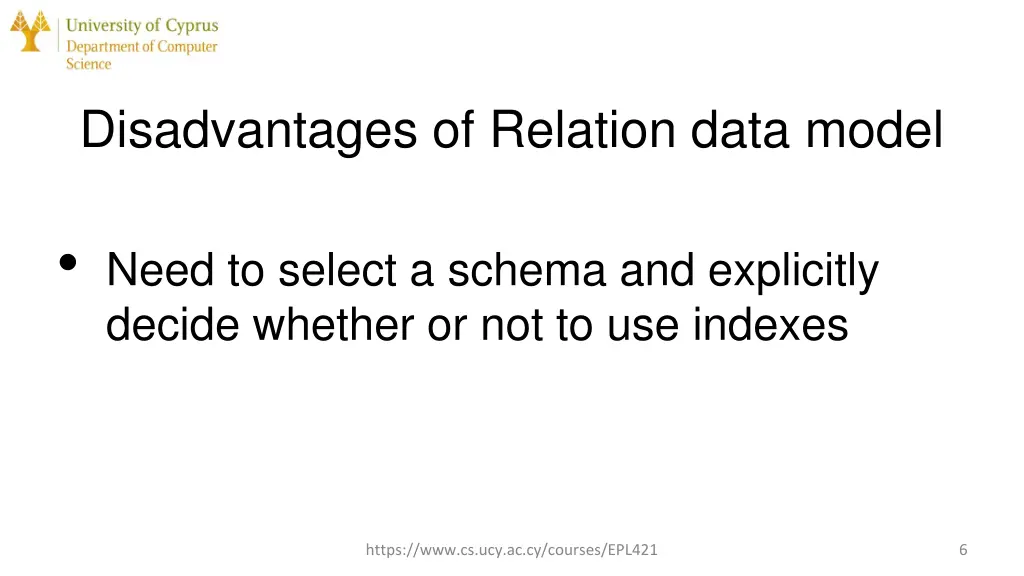 disadvantages of relation data model