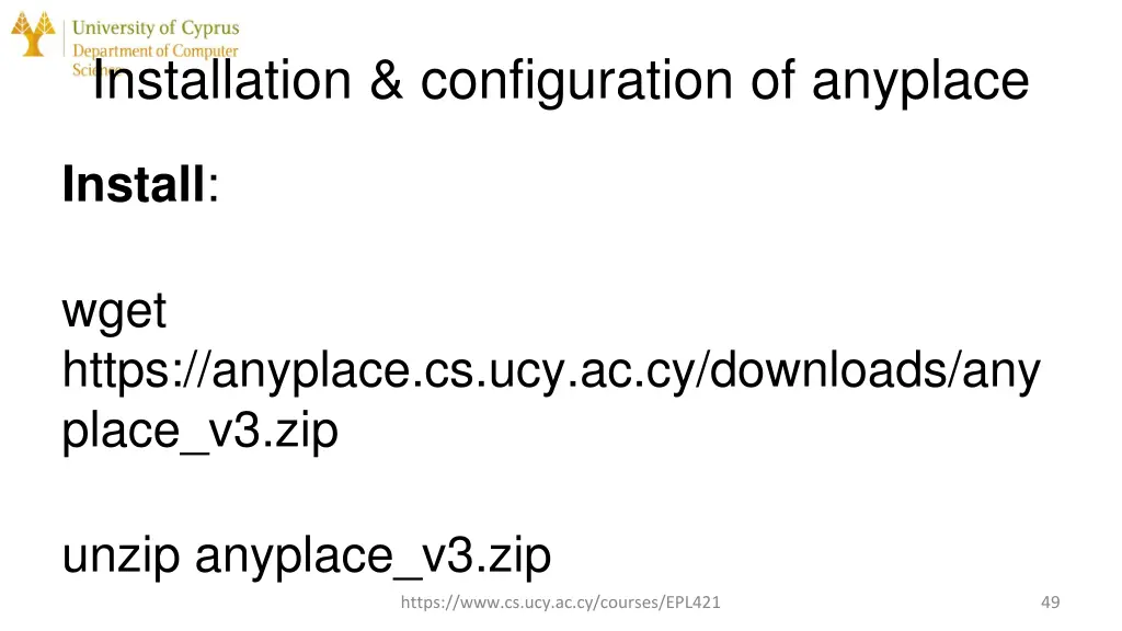 installation configuration of anyplace