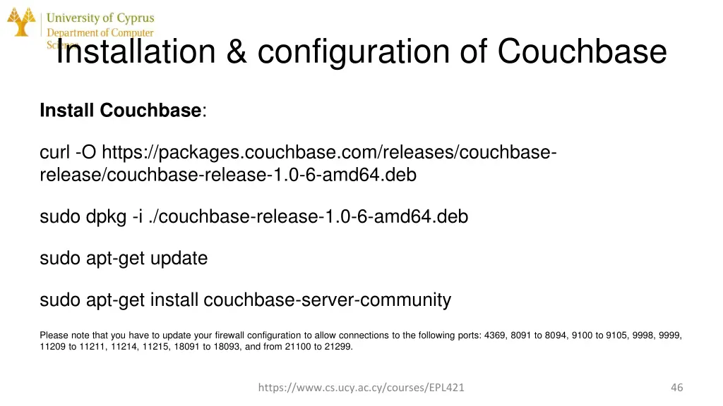 installation configuration of couchbase