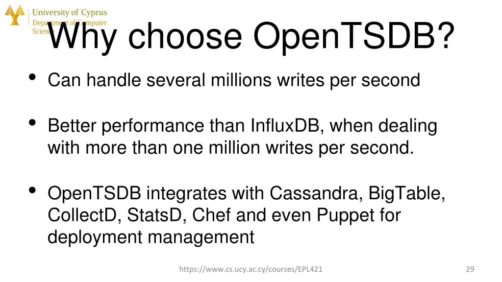 why choose opentsdb can handle several millions