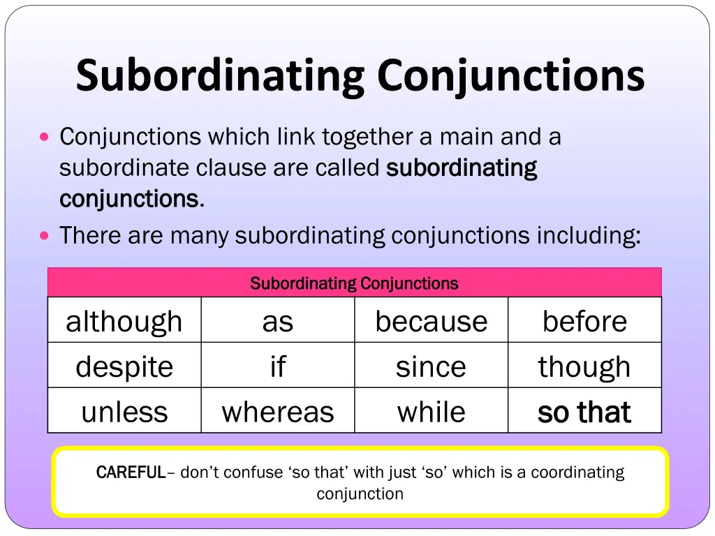 subordinating conjunctions