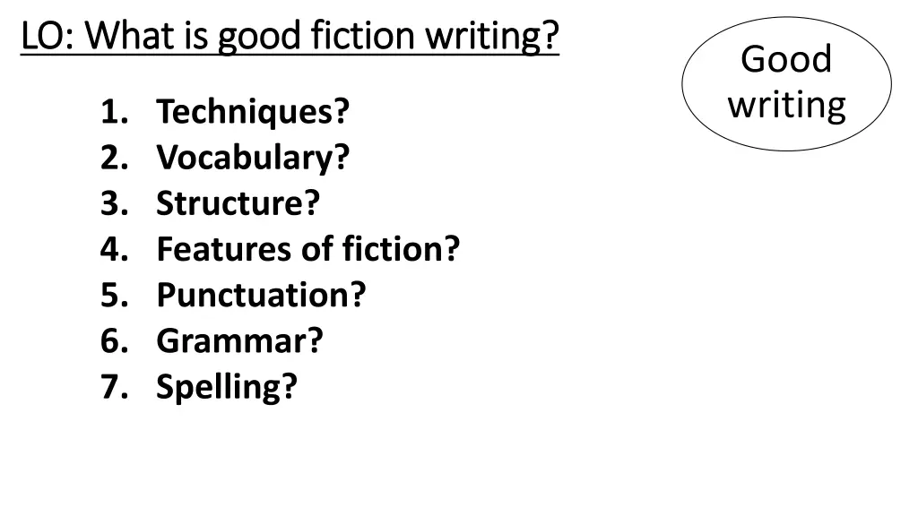 lo what is good fiction writing lo what is good 1