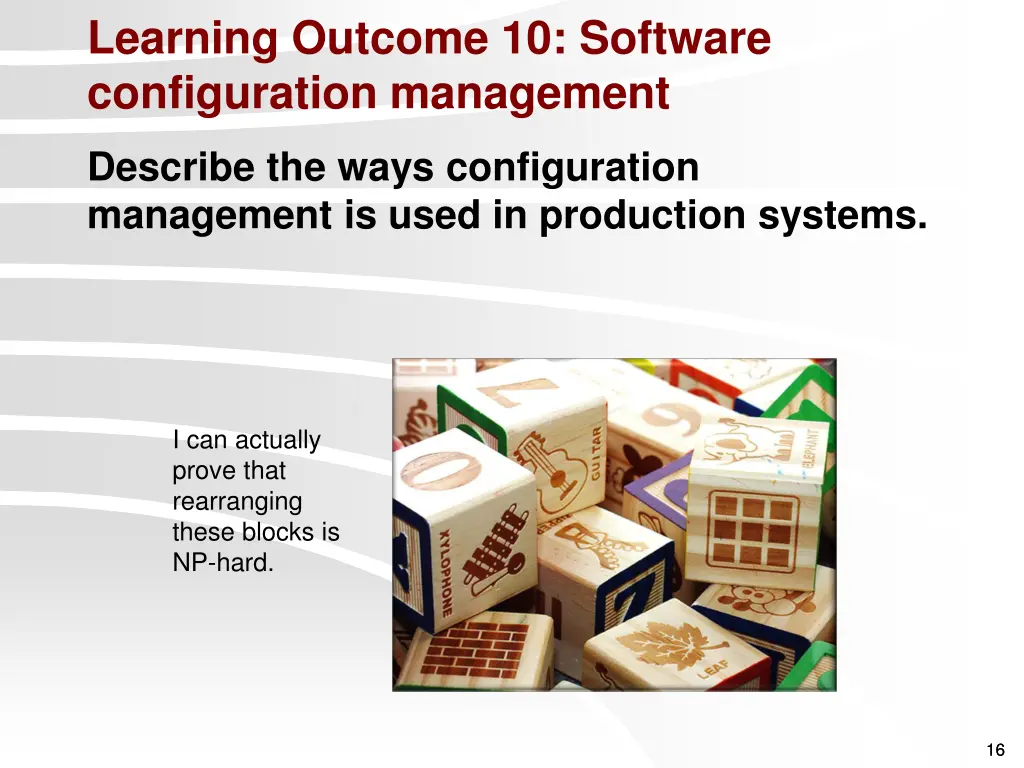 learning outcome 10 software configuration