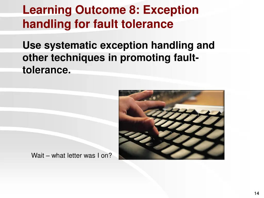 learning outcome 8 exception handling for fault