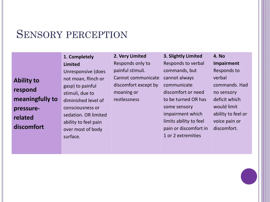 s ensory perception