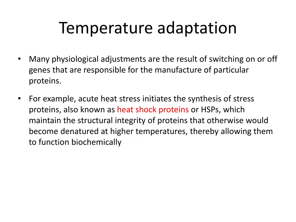 temperature adaptation