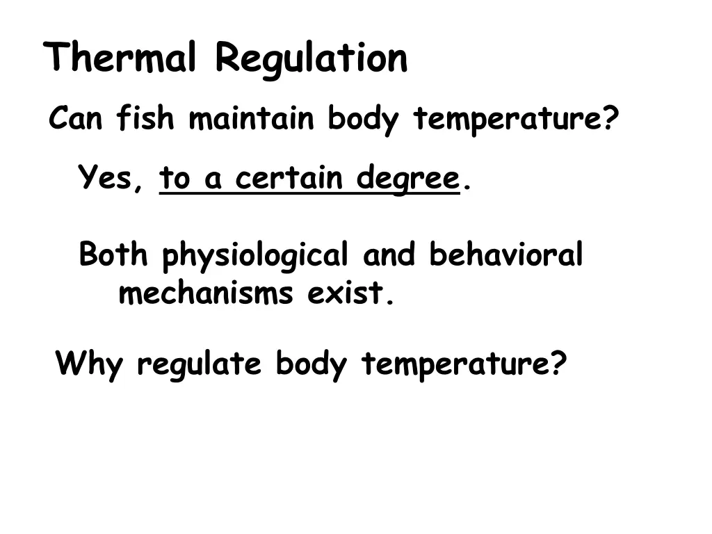 thermal regulation can fish maintain body