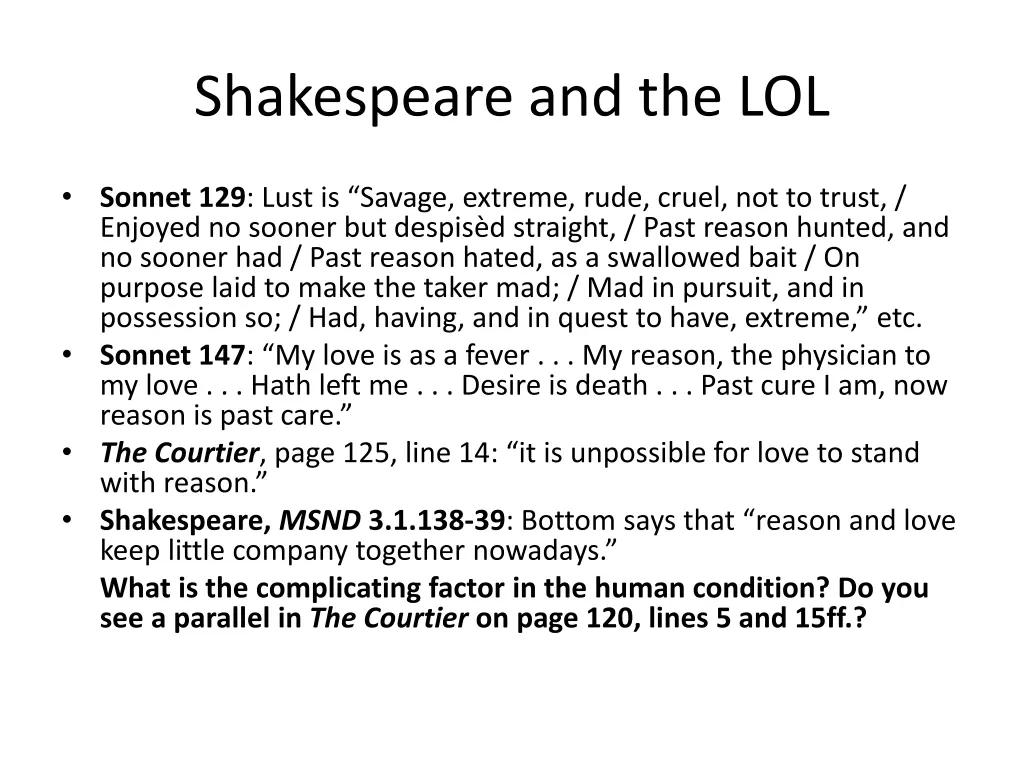 shakespeare and the lol