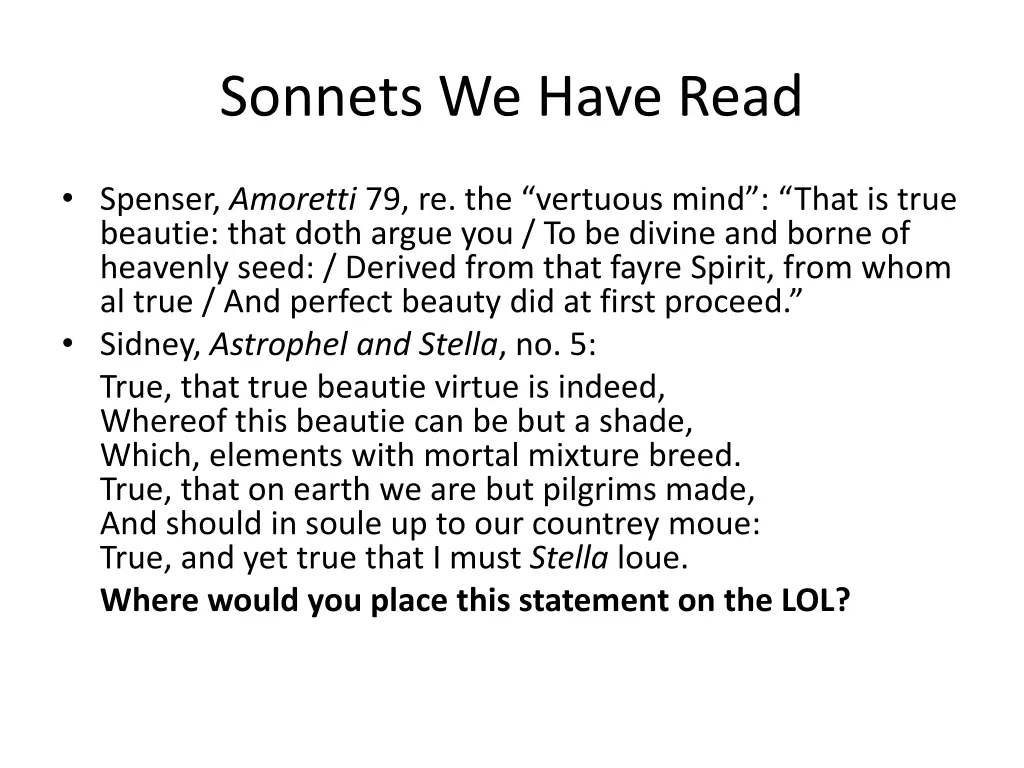 sonnets we have read