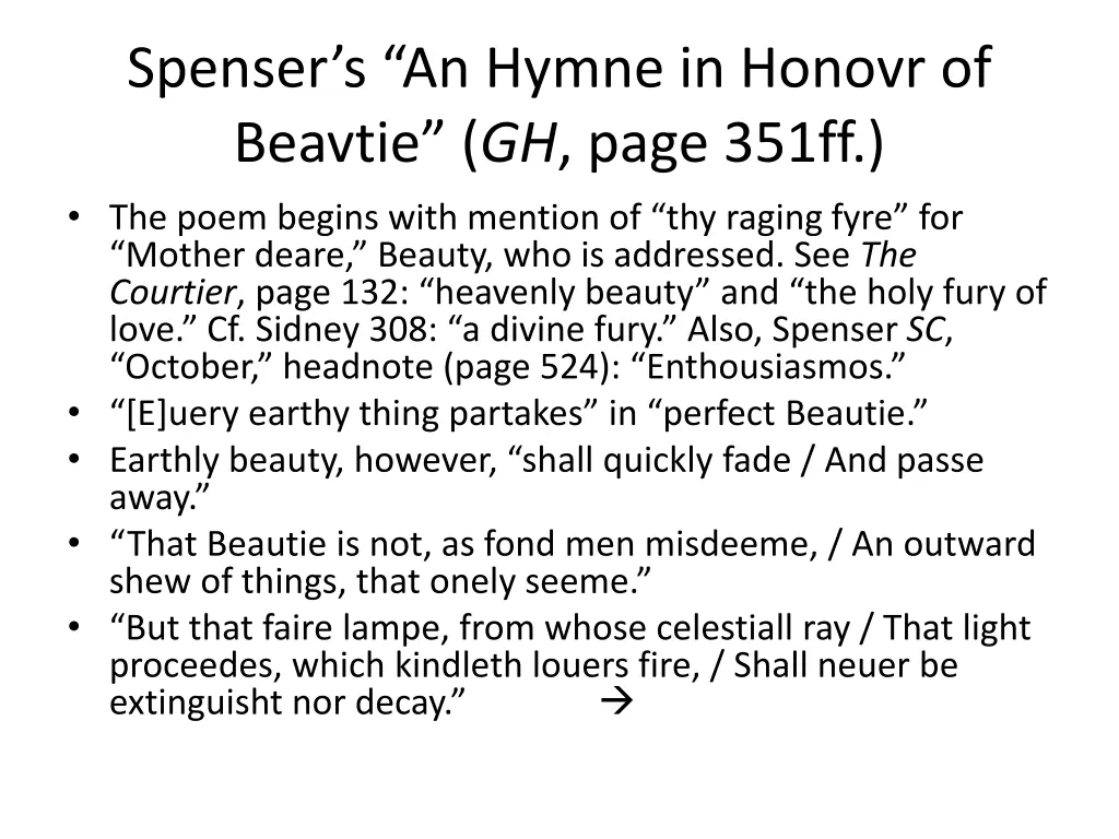 spenser s an hymne in honovr of beavtie gh page