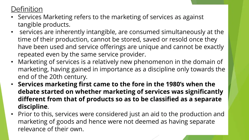 definition services marketing refers