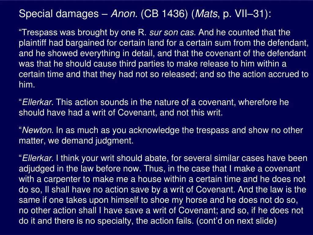 special damages anon cb 1436 mats p vii 31