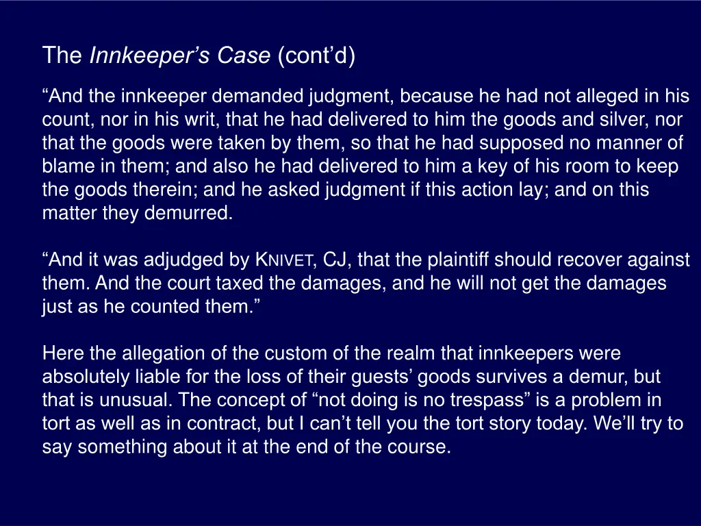 the innkeeper s case cont d