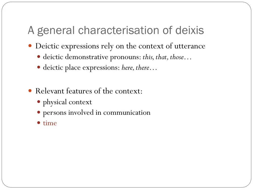 a general characterisation of deixis