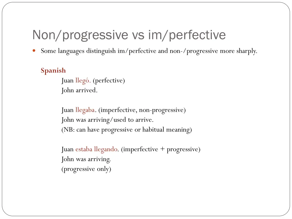 non progressive vs im perfective 1