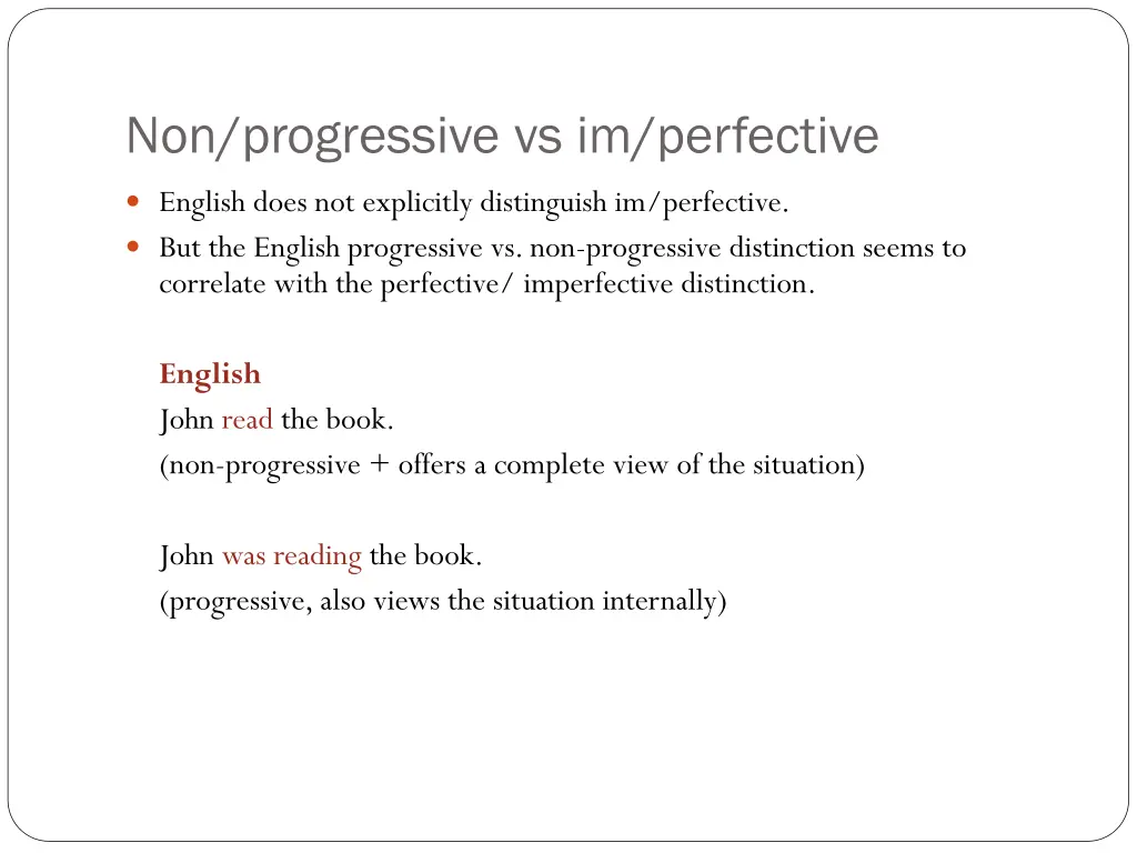 non progressive vs im perfective