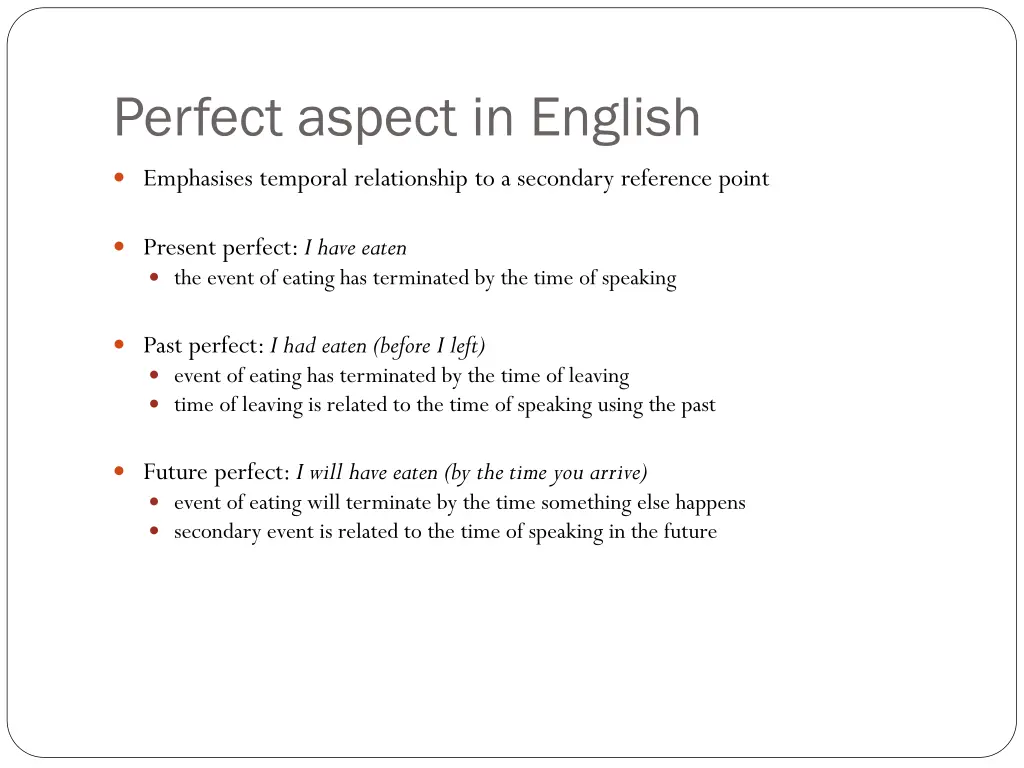 perfect aspect in english