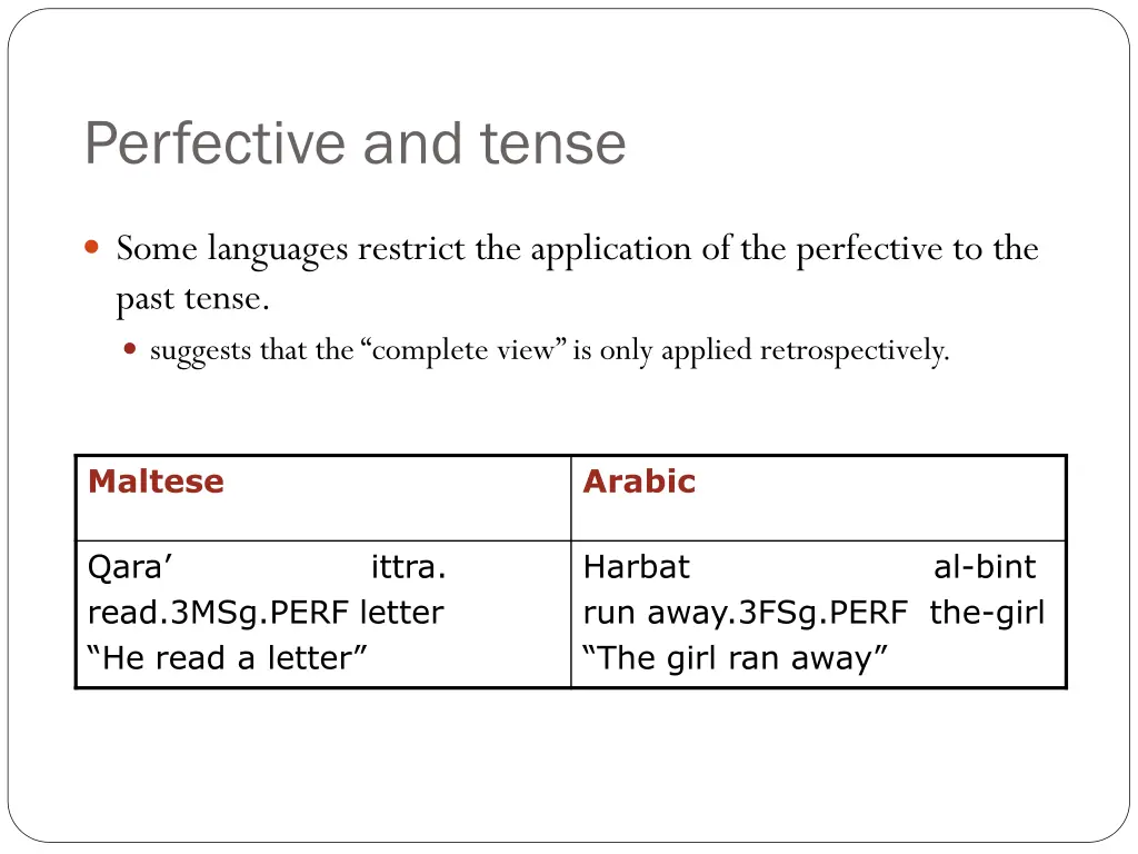 perfective and tense