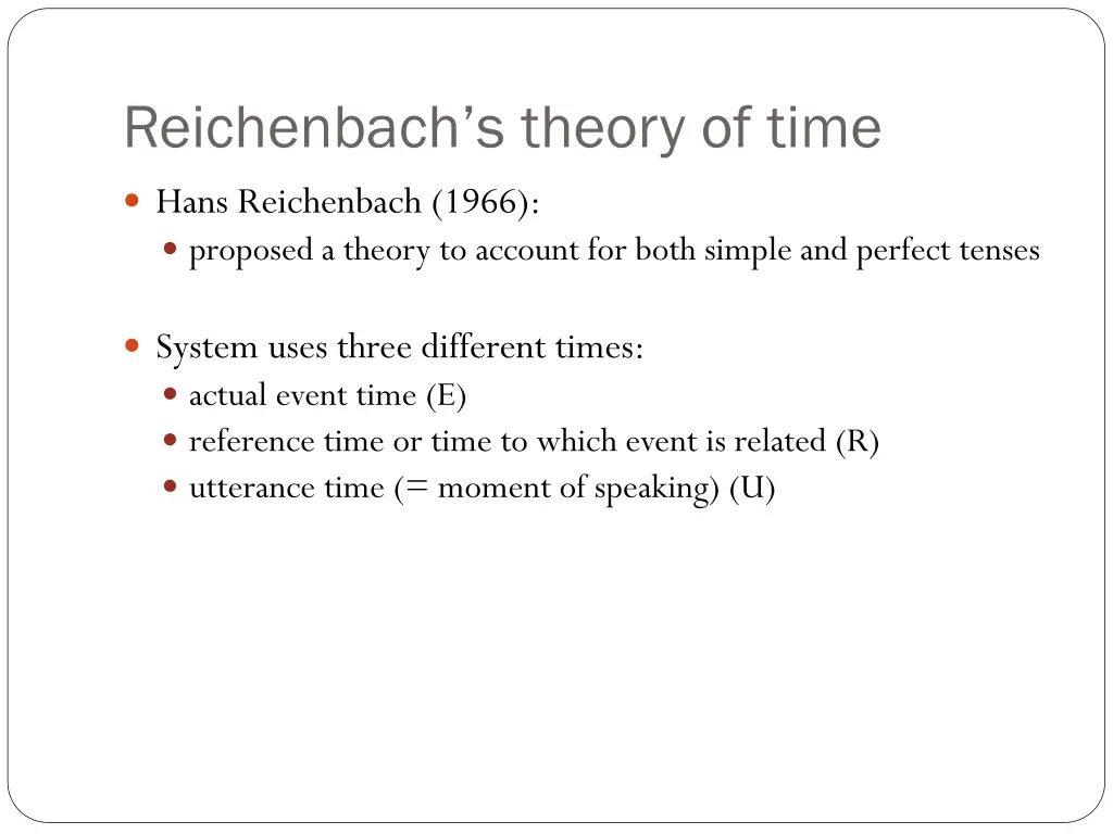 reichenbach s theory of time