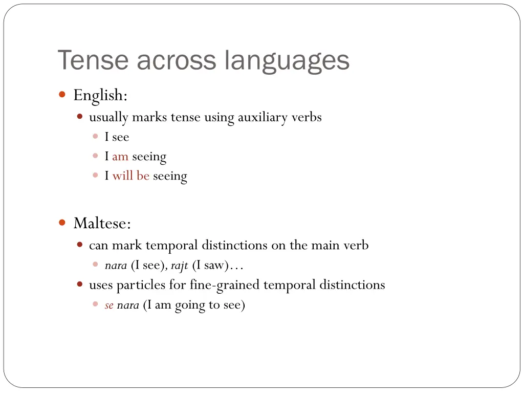 tense across languages