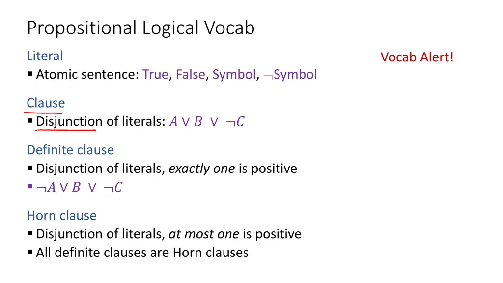 propositional logical vocab