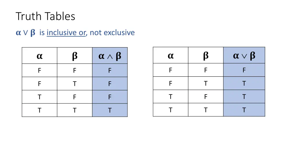 truth tables