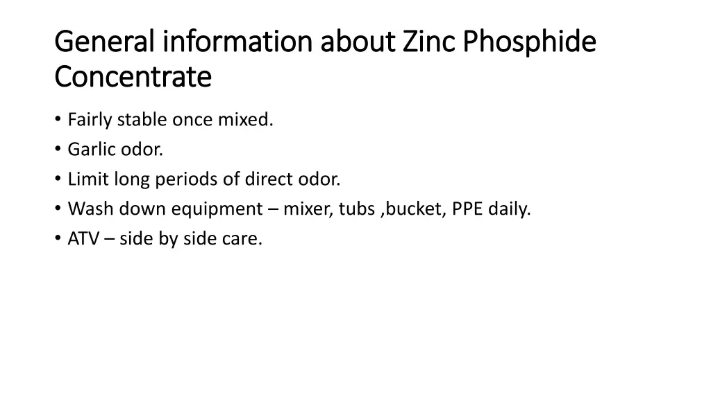 general information about zinc phosphide general