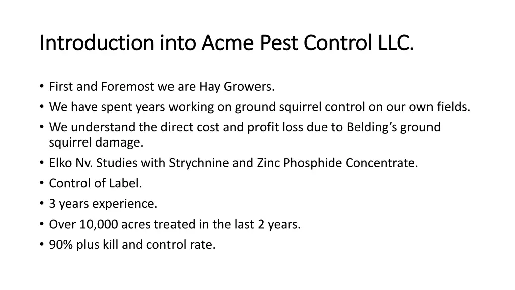 introduction into acme pest control