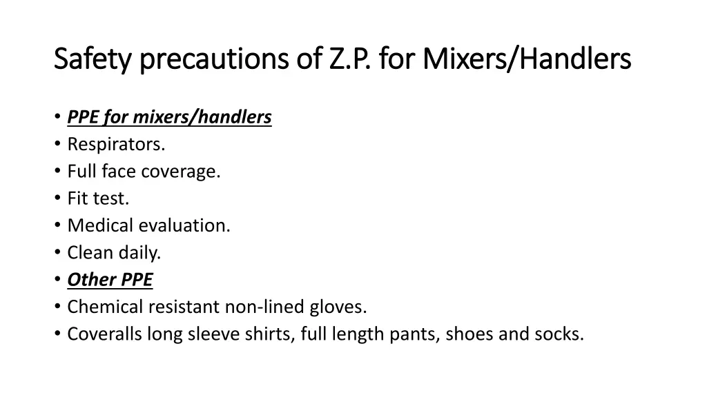 safety precautions of z p for mixers handlers