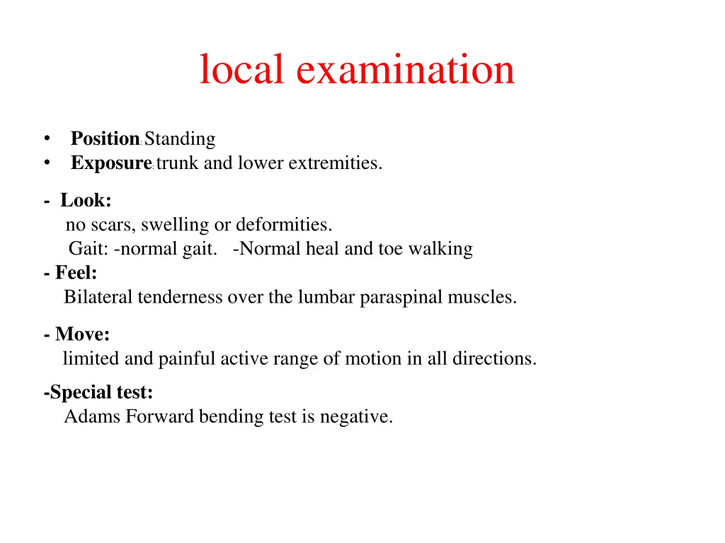 local examination