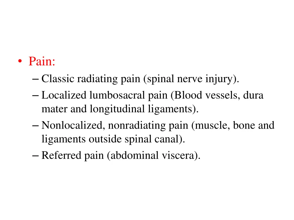 pain classic radiating pain spinal nerve injury