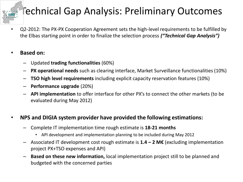 technical gap analysis preliminary outcomes