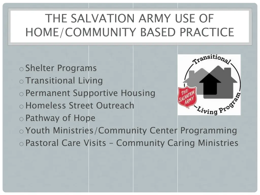 the salvation army use of home community based