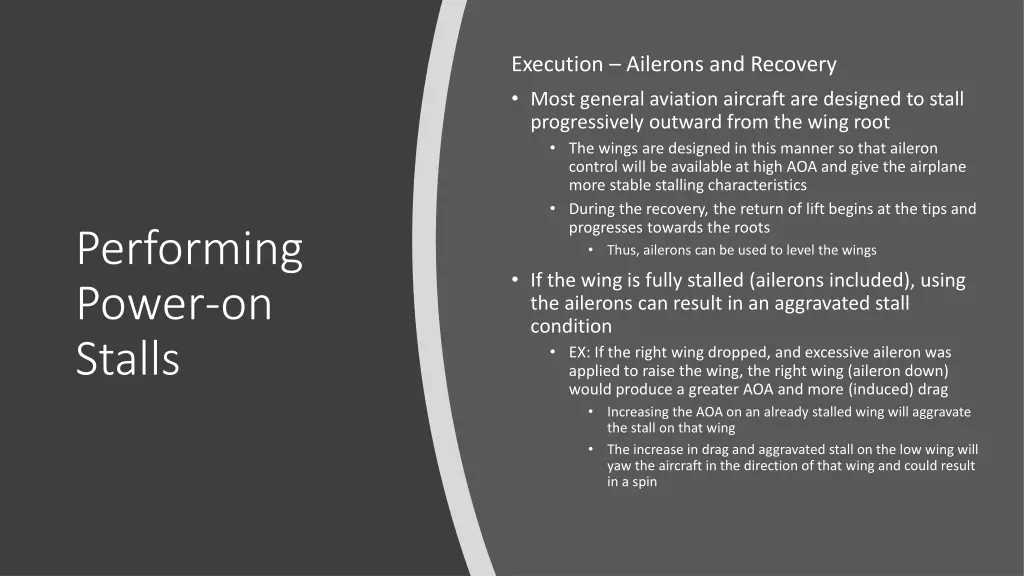 execution ailerons and recovery most general