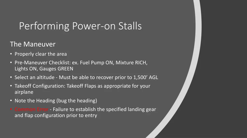 performing power on stalls 1