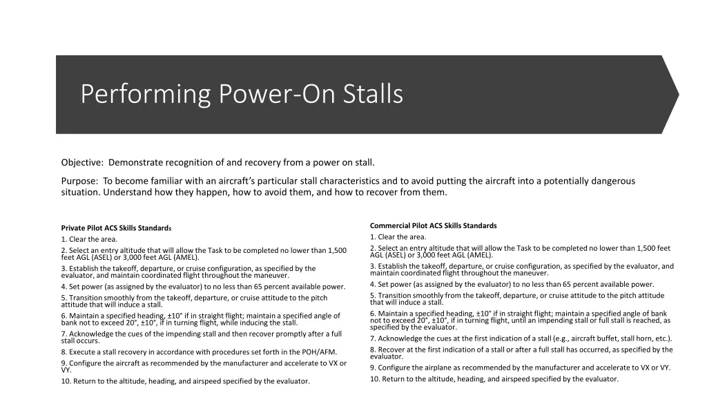 performing power on stalls