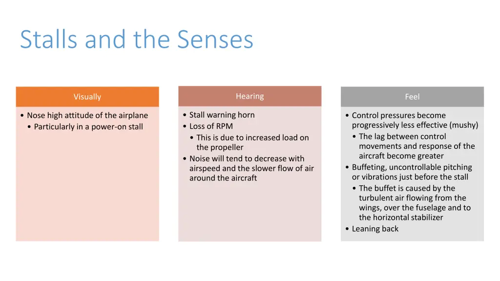 stalls and the senses