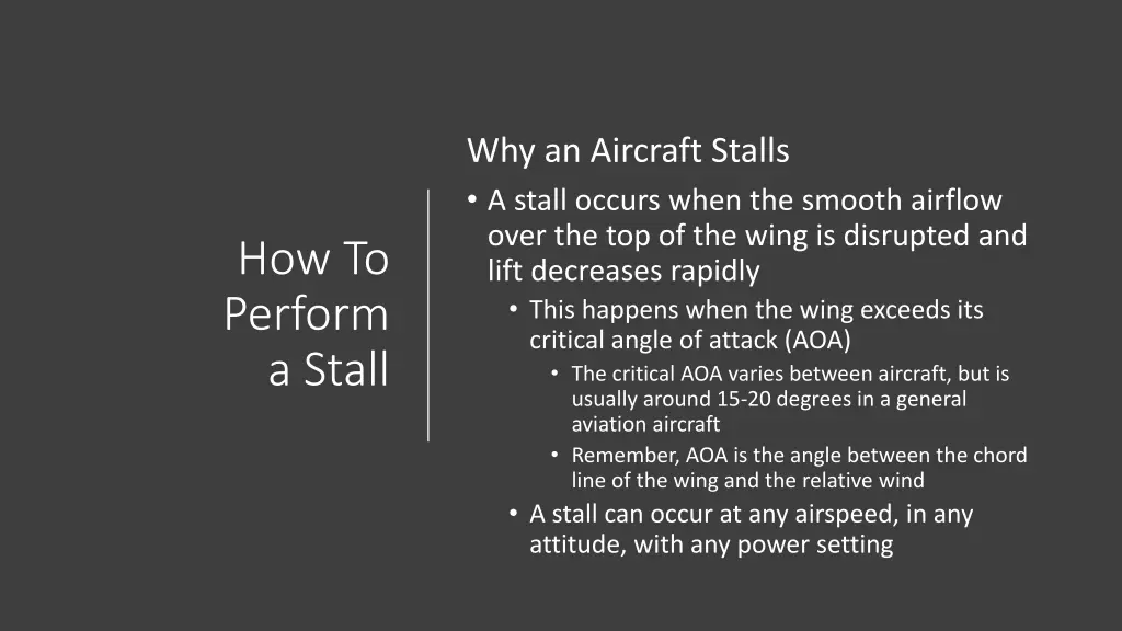 why an aircraft stalls a stall occurs when