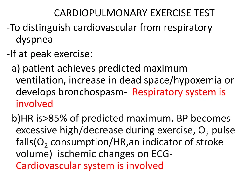 cardiopulmonary exercise test to distinguish