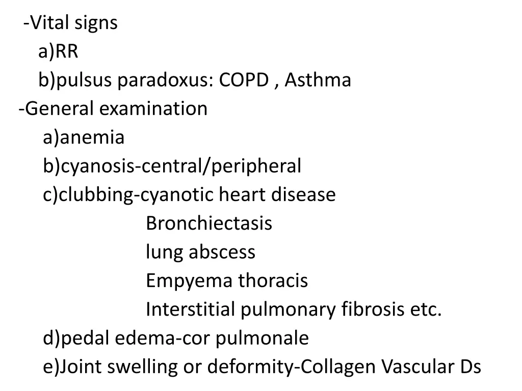 vital signs a rr b pulsus paradoxus copd asthma